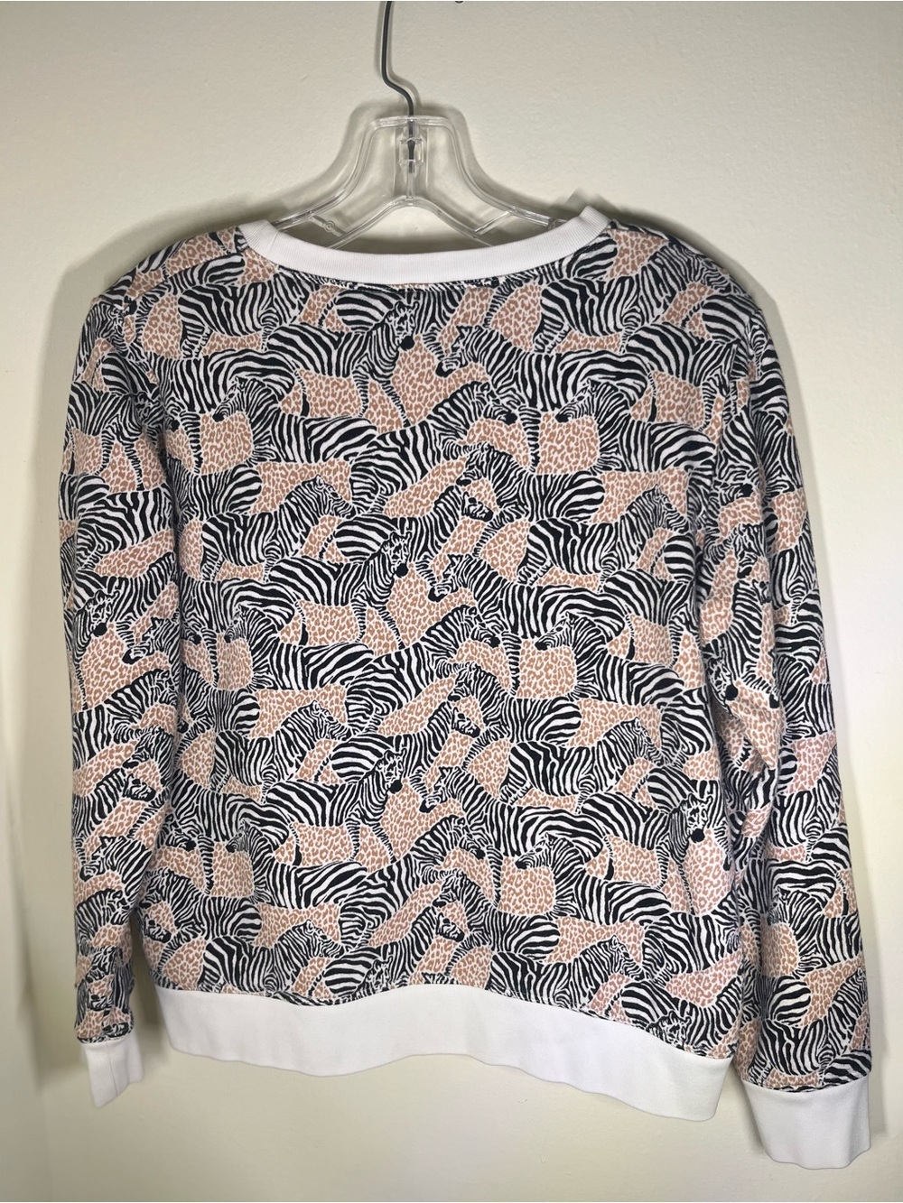 J. Crew Pink and Black Zebra-Print Crewneck Sweatshirt - Picture 2 of 6